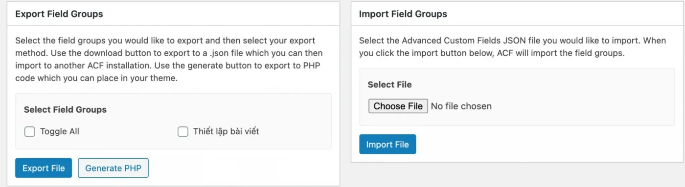 Hướng dẫn sử dụng Advanced Custom Fields toàn tập 5 Hướng dẫn sử dụng Plugin ACF - Import Export Field