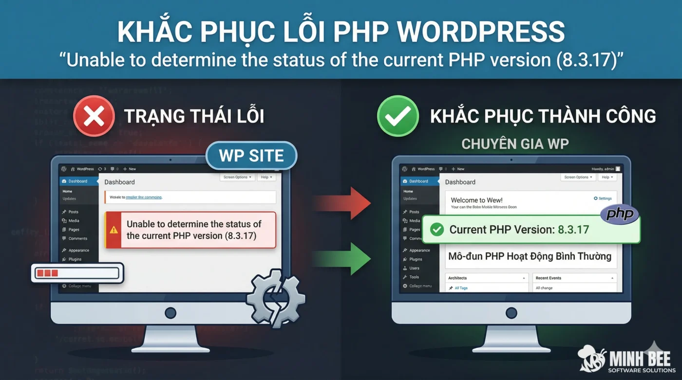 Khắc phục lỗi "Unable to determine the status of the current PHP version (8.3.17)" trên WordPress
