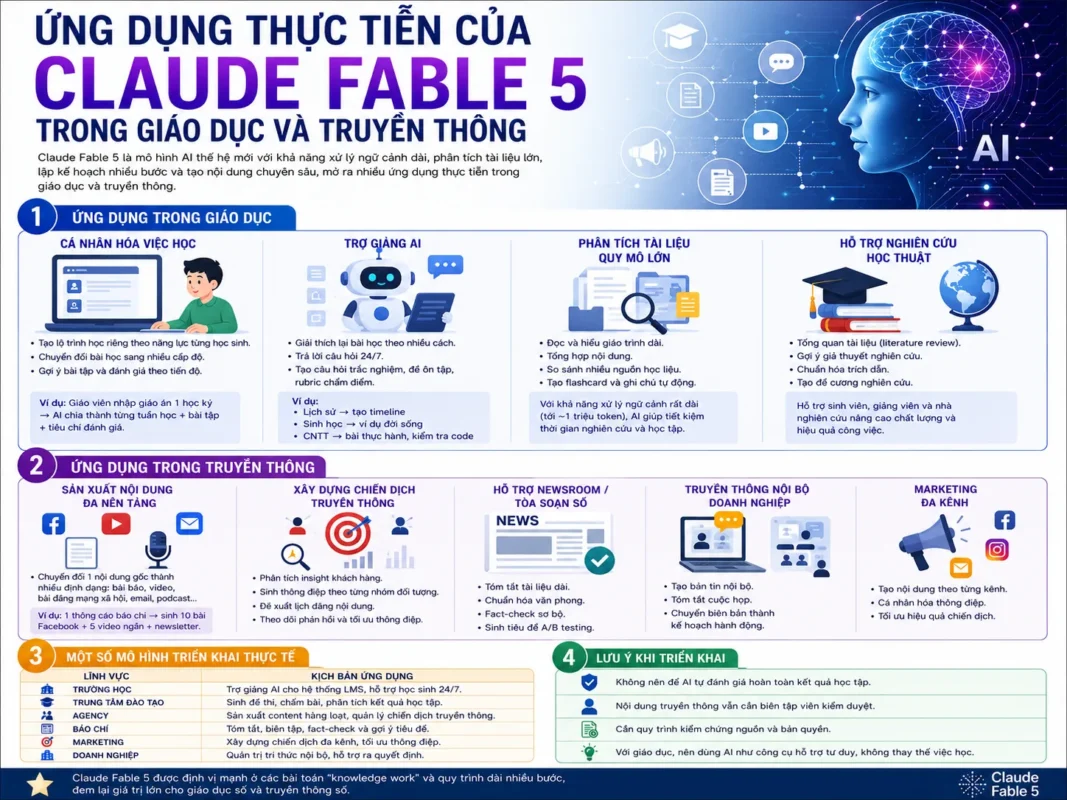 Claude fable 5: Giải mã bí ẩn công cụ kể chuyện AI đỉnh cao năm 2025 3 Ứng dụng thực tiễn của Claude Fable 5 trong giáo dục và truyền thông